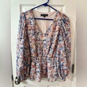 Catherine Malandrino Floral V-Neck Top